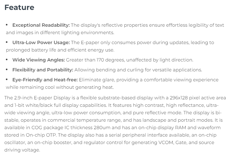 104990852 Pantalla EInk EPaper - Display Epaper 2.9 reseña y precio